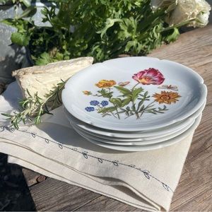 Vintage ROCHARD Limoges France Collection of Five Botanical Appetizer Plates